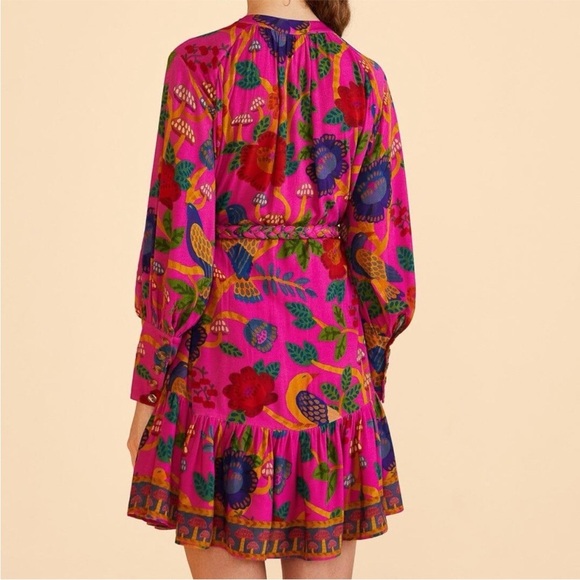 Farm Rio Sweet Forest Pink Mini Dress Size Small NWOT - Picture 3 of 7